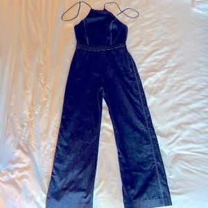 Karina Grimaldi denim halter jumpsuit